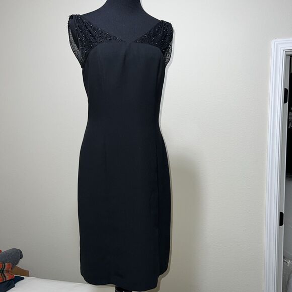 Joseph Ribkoff Beaded Straps Black Shift Dress Womens 8 Sleeveless VTG Canada - Picture 1 of 15